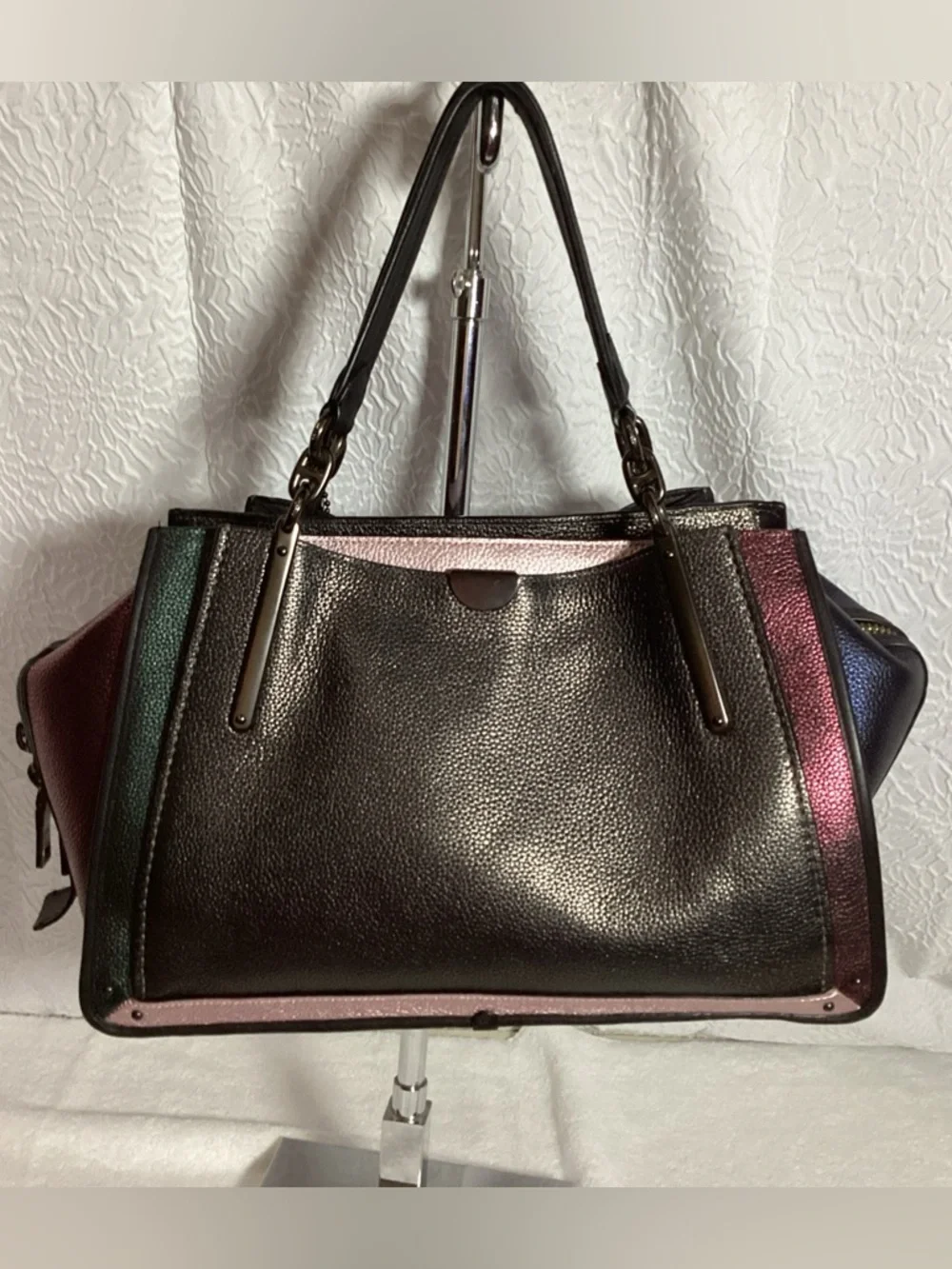 COACH Dreamer 36 Metallic Colorblock Leather Satchel Tote Bag #38842 - Picture 6 of 16